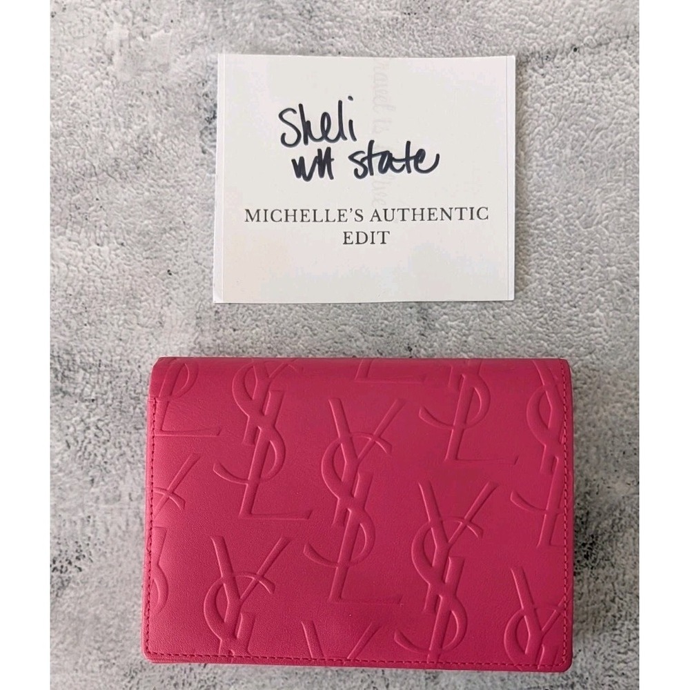 Yves Saint Laurent YSL Pink Logo Wallet BiFold COA Included